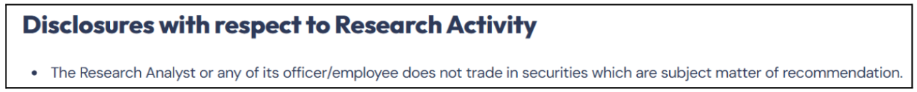 Global Vision Research disclosure policy stating analysts hold no personal positions in recommended securities.
