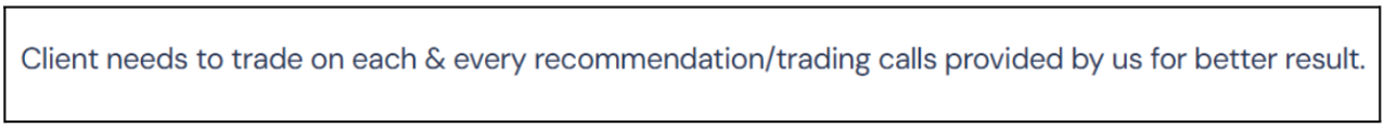 Global Vision Research Terms and Conditions instructing clients to trade on every recommendation.