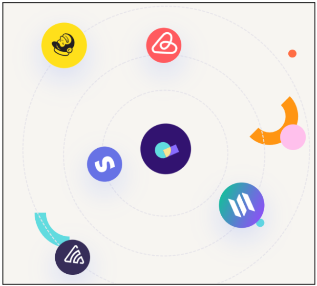 Homepage section displaying brand logos including Airbnb, Stripe, and Mailchimp under How It Works.