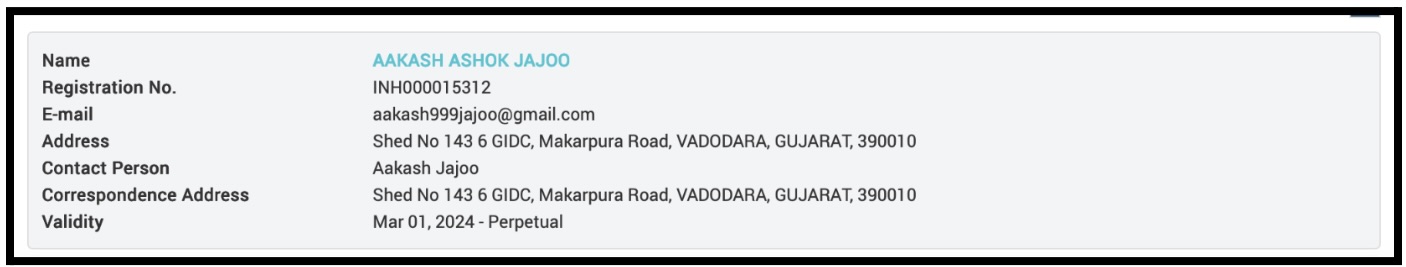 Official SEBI registration record of Aakash Ashok Jajoo Research Analyst