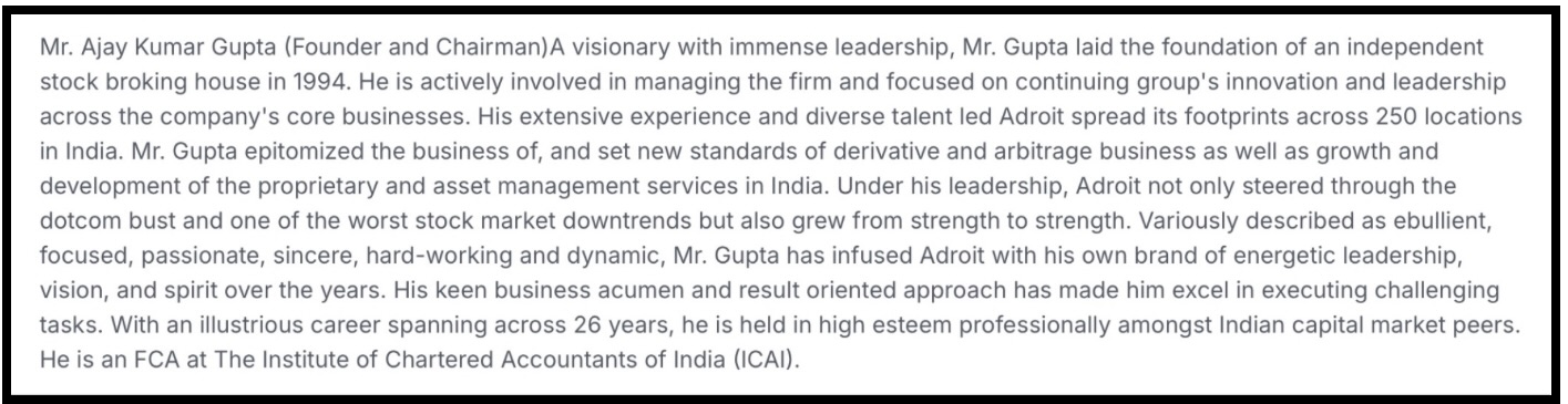 Ajay Kumar Gupta Founder and Chairman of Adroit Financial Services Private Limited