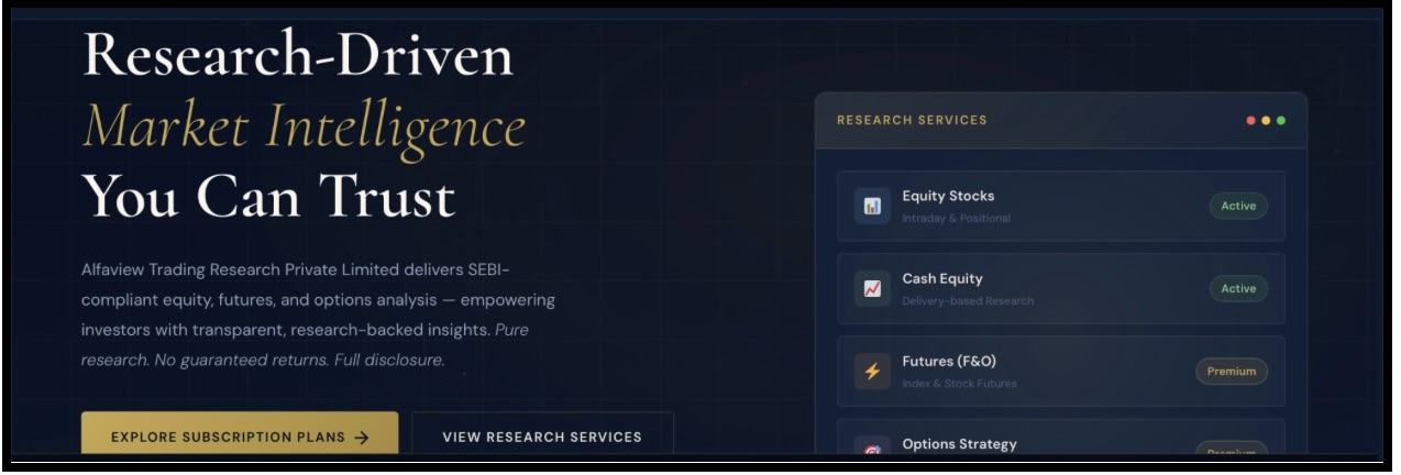 Alfaview Trading Research Homepage Overview