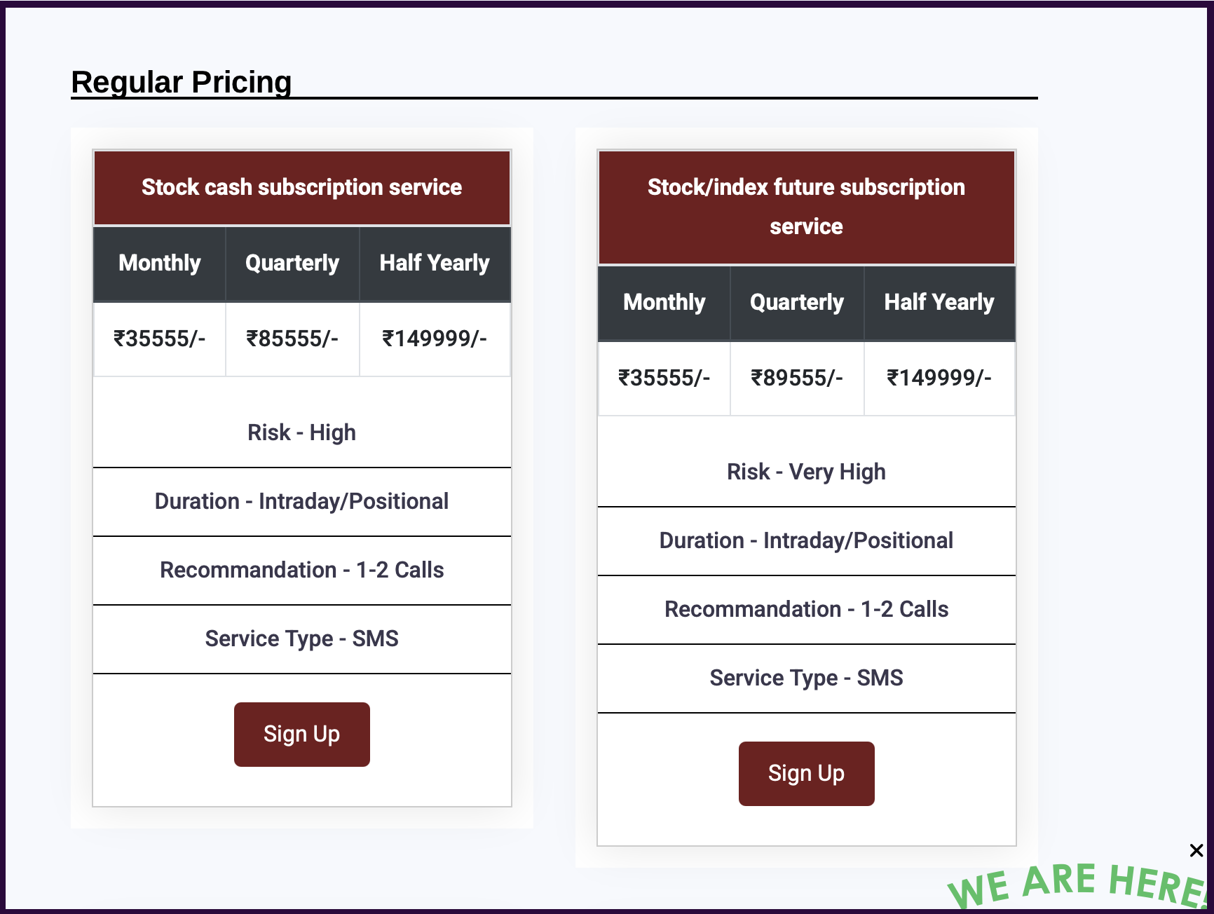stocksence pricing