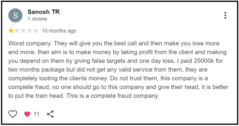 aurostar investment advisory services user complaint
