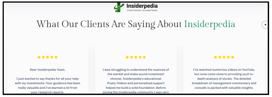 insiderpedia selective client testimonials