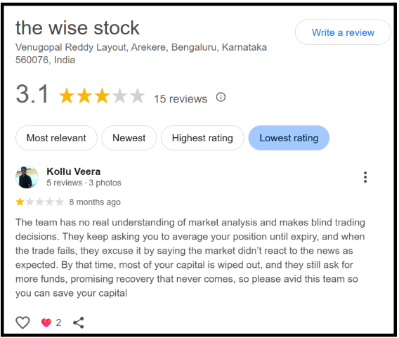 the wise stock complaint