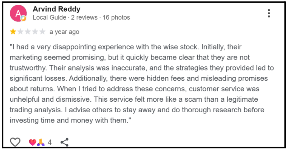 the wise stock user reviews online