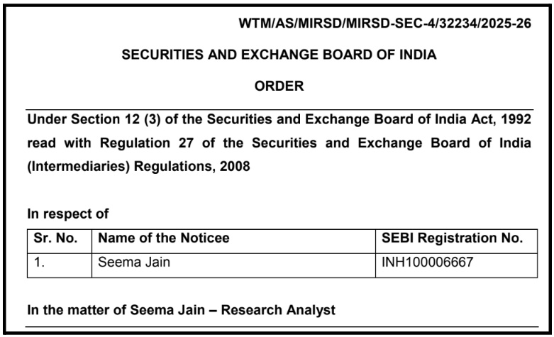 official seema jain sebi order