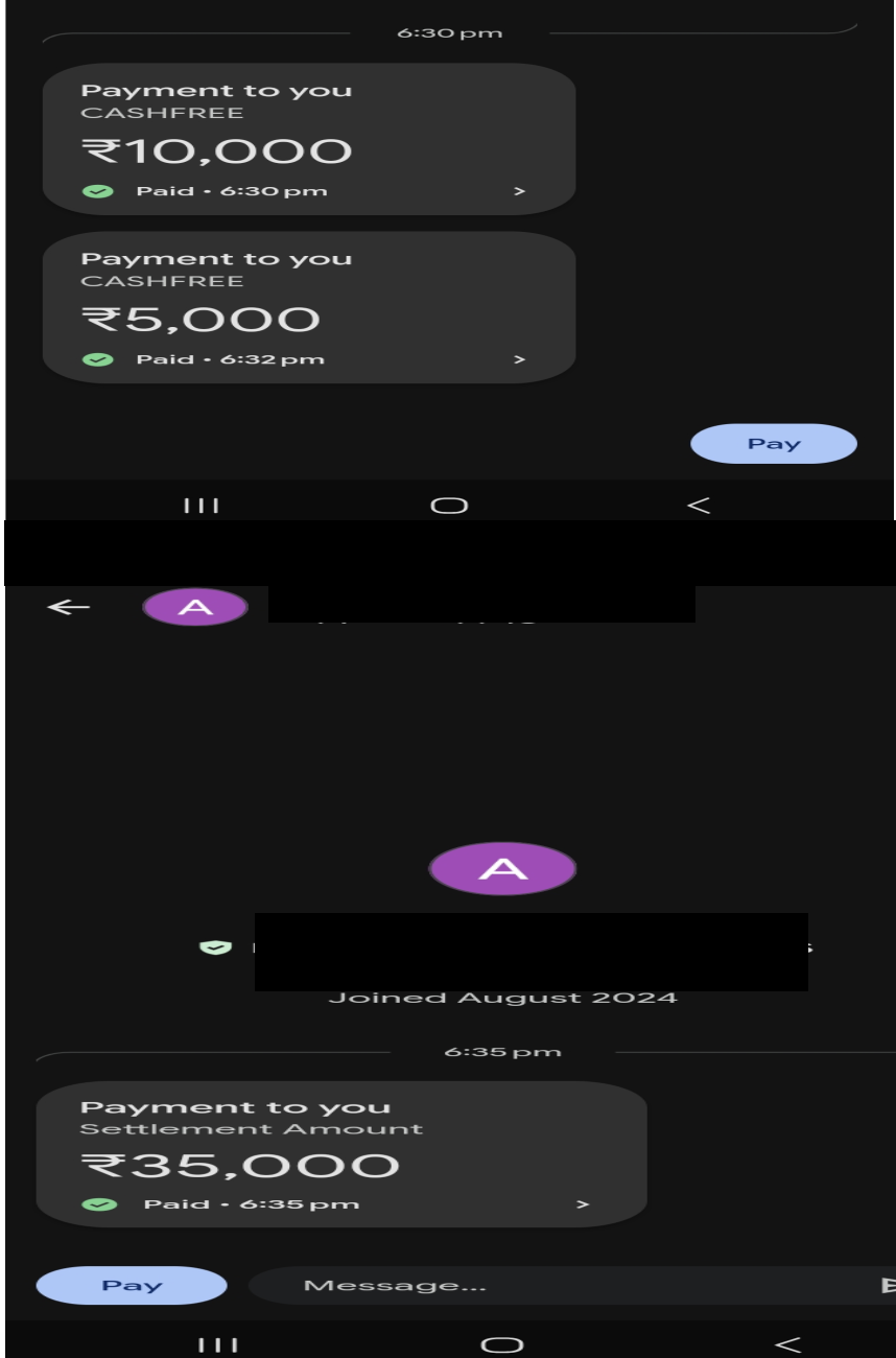 A mobile app screenshot showing a successful UPI or bank transaction notification that reads "Payment to you" with a green checkmark next to "₹5,000" and a timestamp underneath.