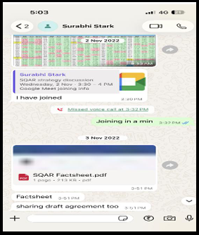 SEBI interim order WhatsApp chat extracts showing requests for account opening links, login IDs, and password SMS credentials.