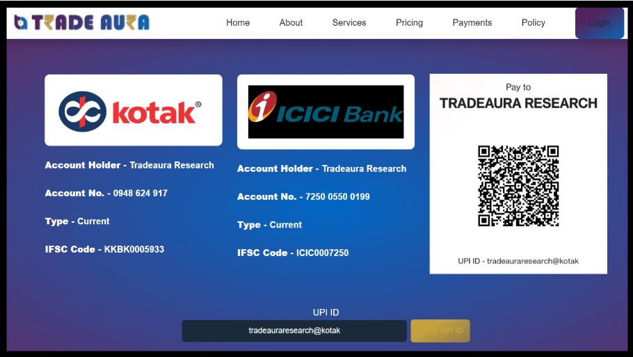 Trade Aura Research payment