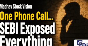 Google Discover thumbnail showing a phone call shadow on a brick wall with the text "Madhav Stock Vision One Phone Call, SEBI Exposed Everything.