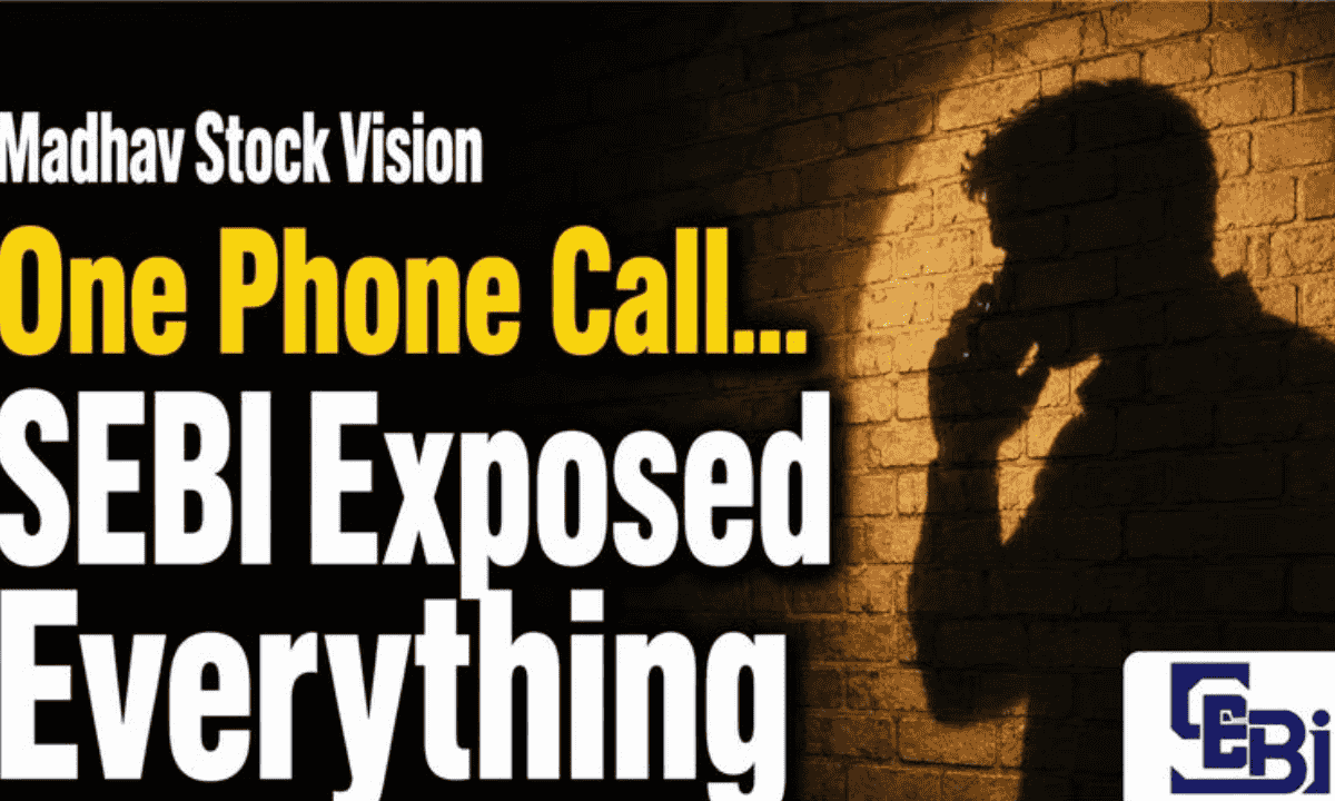 Google Discover thumbnail showing a phone call shadow on a brick wall with the text "Madhav Stock Vision One Phone Call, SEBI Exposed Everything.
