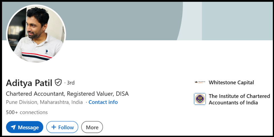 Aditya Subhash Patil Whitestone Capital Proprietor LinkedIn Profile