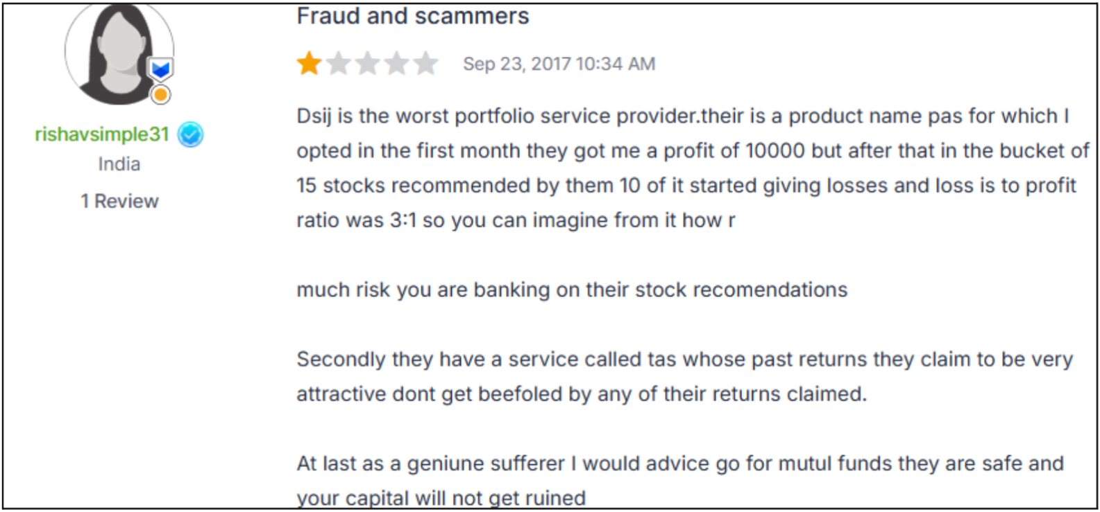 dsij wealth advisory user reviews