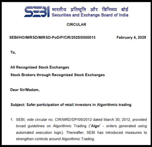 sebi guideline on algo trading