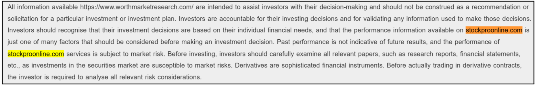worth market research disclaimer