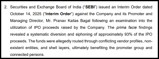 SEBI interim order against Nirman Agri Genetics for IPO fund diversion