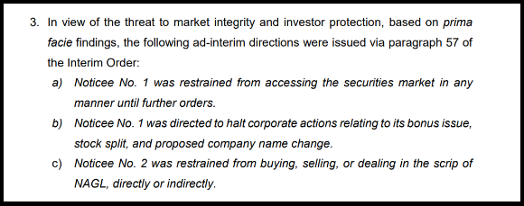 SEBI ad-interim directions restraining promoter and halting corporate actions