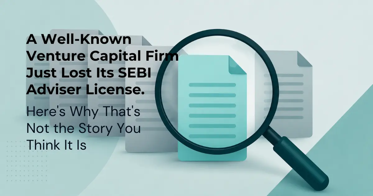Magnifying glass reviewing documents related to Exfinity Venture Partners SEBI Investment Adviser registration cancellation