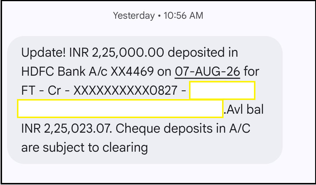 ₹2,25,000 Advisory Fee Refund Bank Deposit