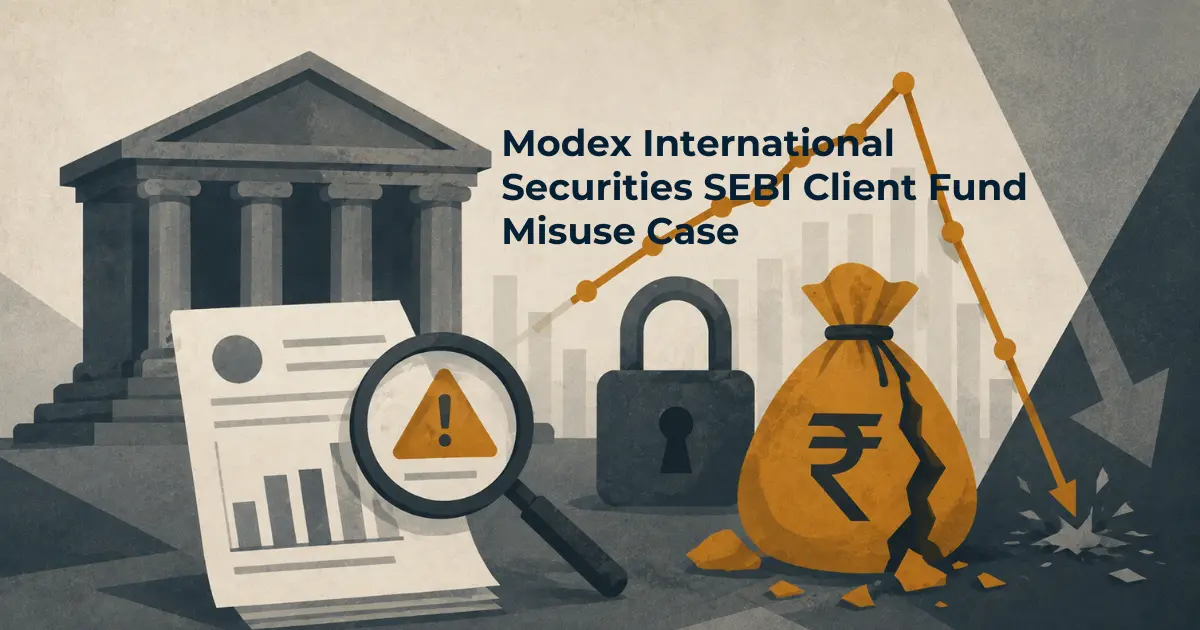 SEBI action against Modex International Securities over ₹136 crore client fund misuse and ₹95 crore client securities shortfall