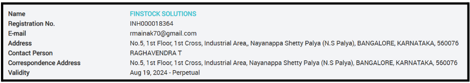finstock solutions sebi registration details