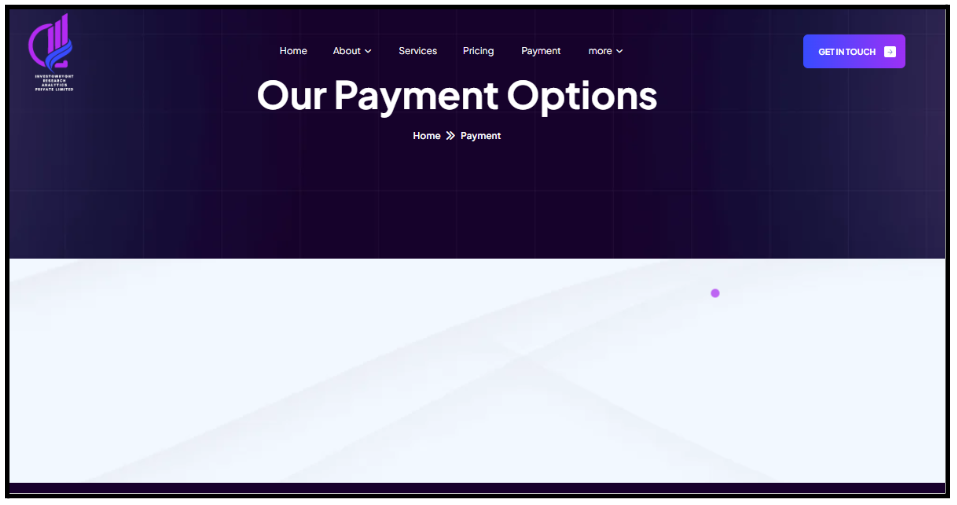 Investowryght's official Payment page showing no published bank details
