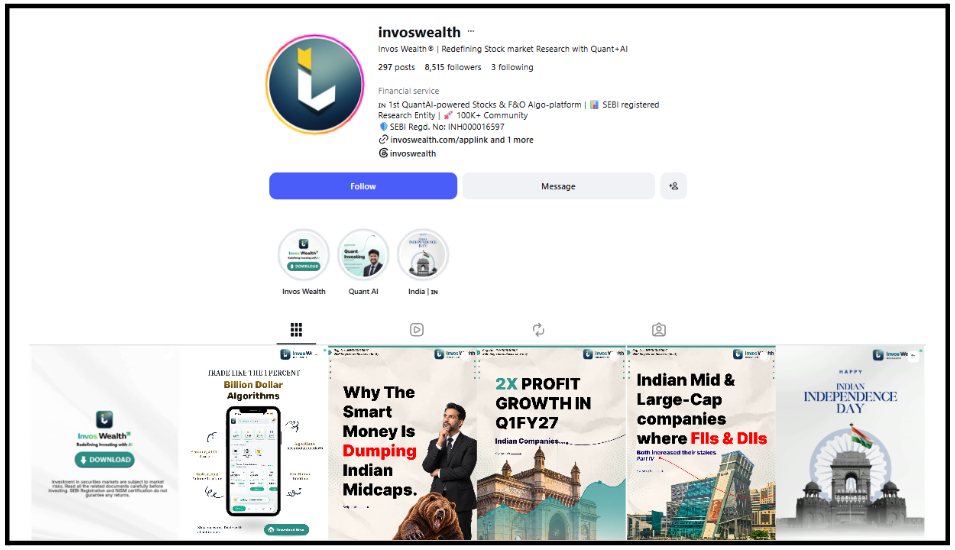 InvosWealth Instagram Profile Page