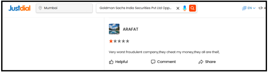 Goldman sachs user review