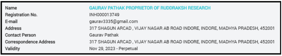 Gaurav Pathak, Proprietor of Ruddraksh Research SEBI Registration Details