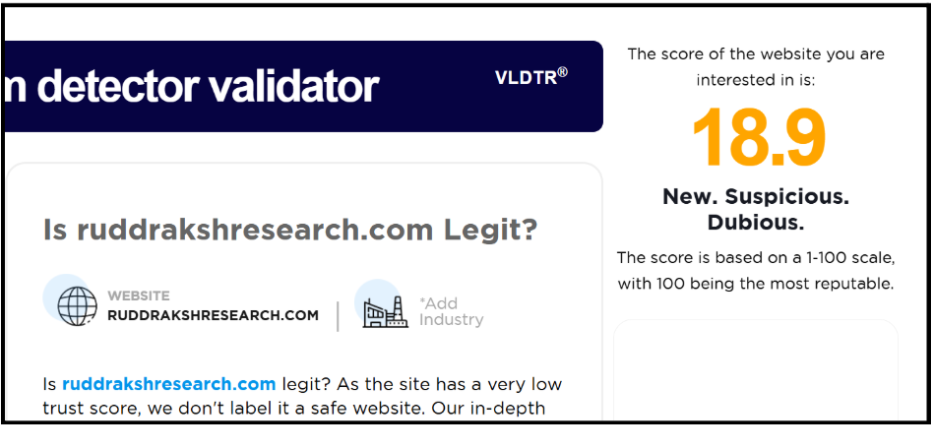 Ruddraksh Research Scam Detector Rating