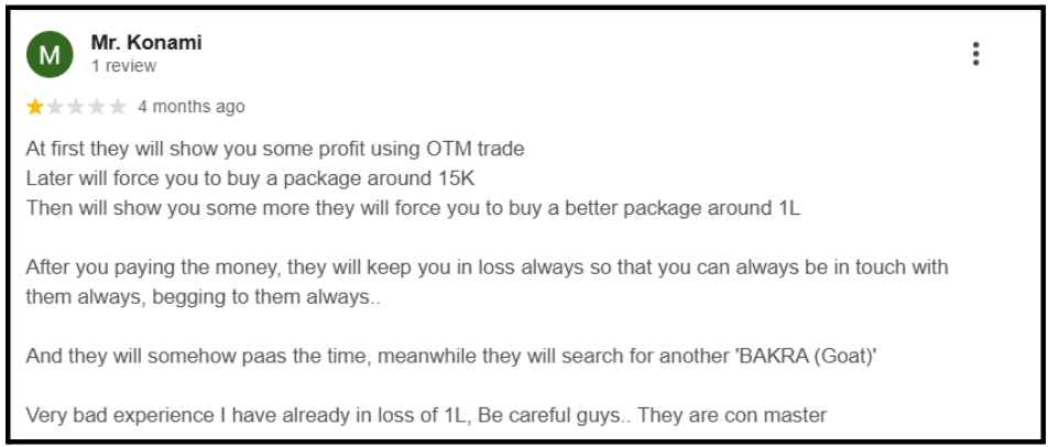 Mr. Konami Growth Vista Research 1-Star Google Review