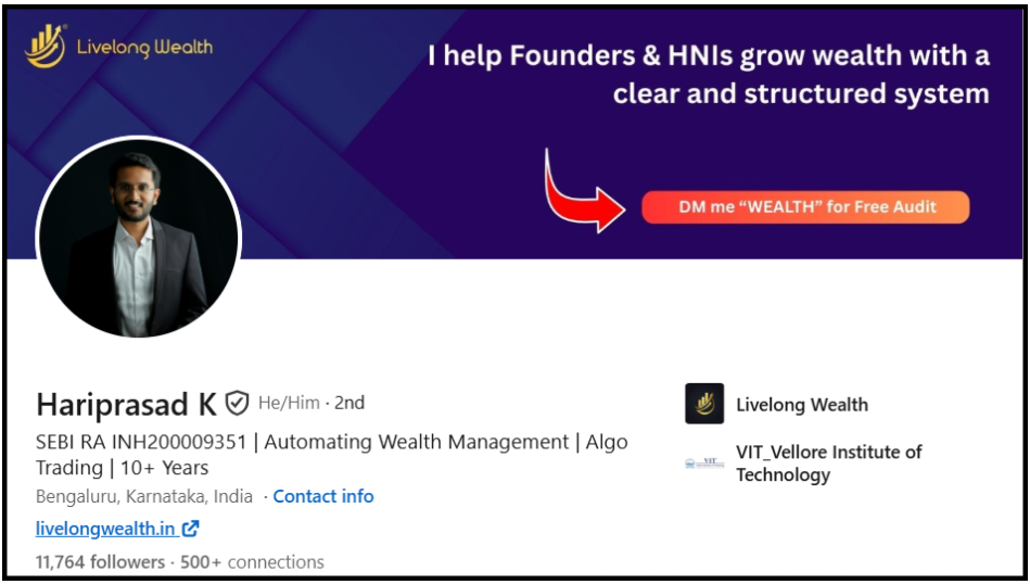 LinkedIn profile details for Hariprasad K