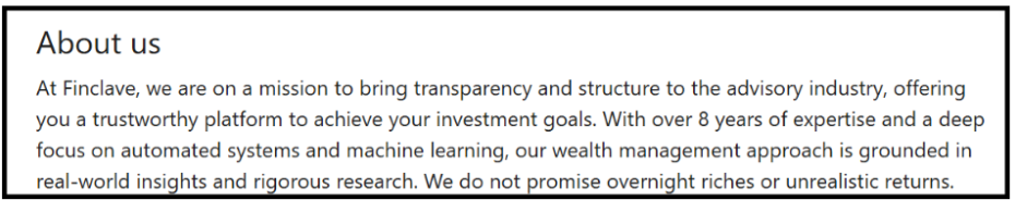 Finclave Website - About Us Statement & Expertise Claim