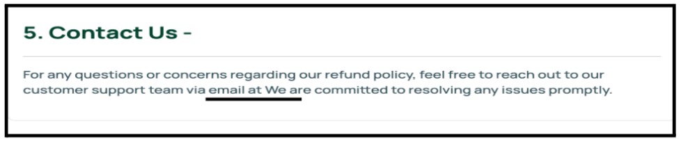 Text excerpt snippet displaying refund policy terms and commitments.