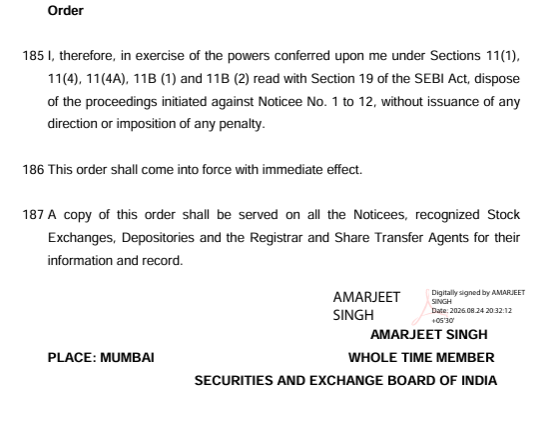 the final Order paragraphs and Amarjeet Singh's signature