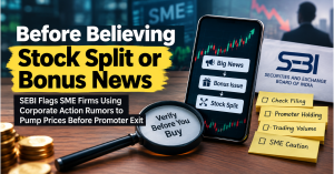 Stock split bonus issue rumor checklist showing how investors can verify SME corporate action news before buying