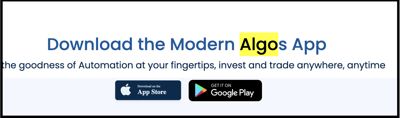 Banner promoting "Download the Modern Algos App"