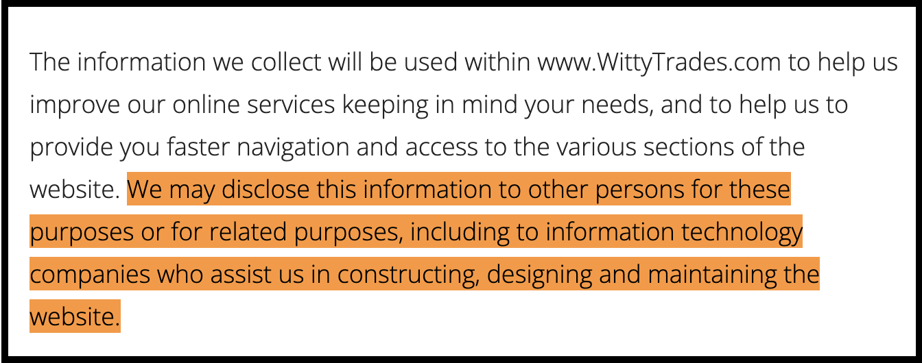 Witty Trades Privacy Policy