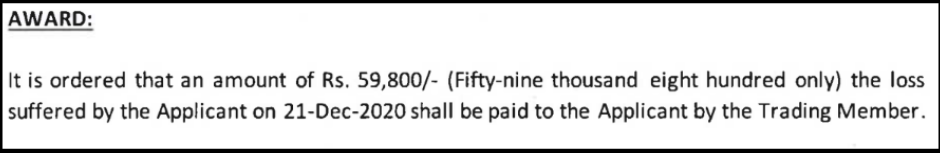 NSE arbitration award ordering Angel One to pay Rs. 59,800