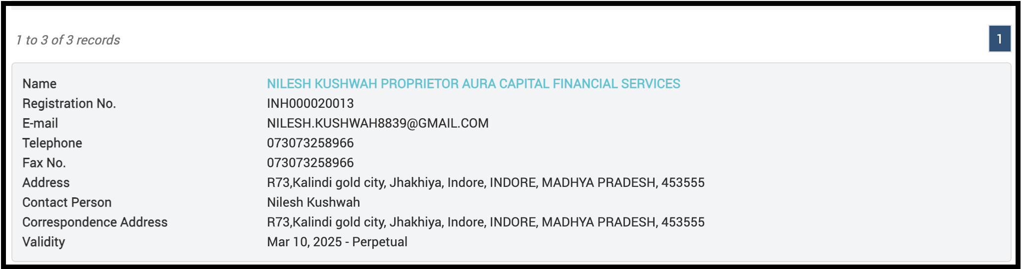 Aura Capital SEBI Registration Details
