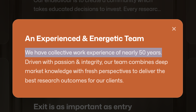50 Years Collective Team Experience Claim