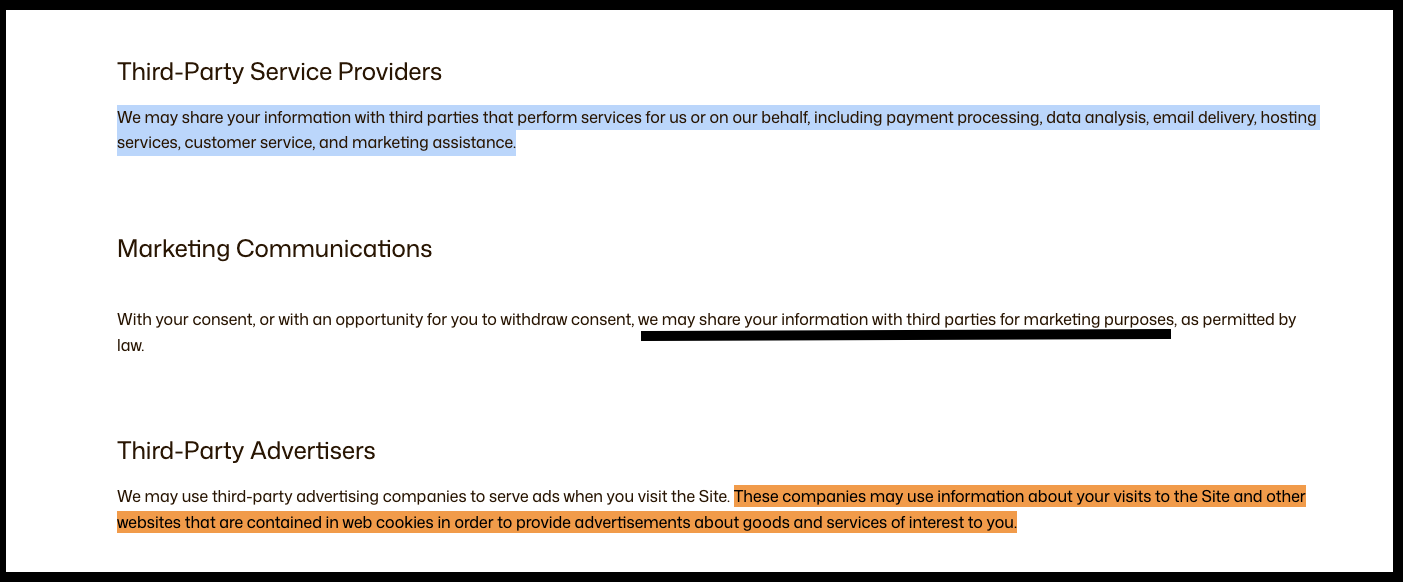 Omkara Capital's privacy policy clauses