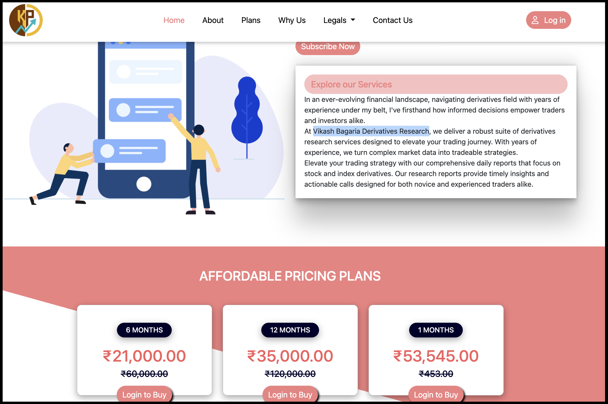 K P Research Analysis Services website pricing page