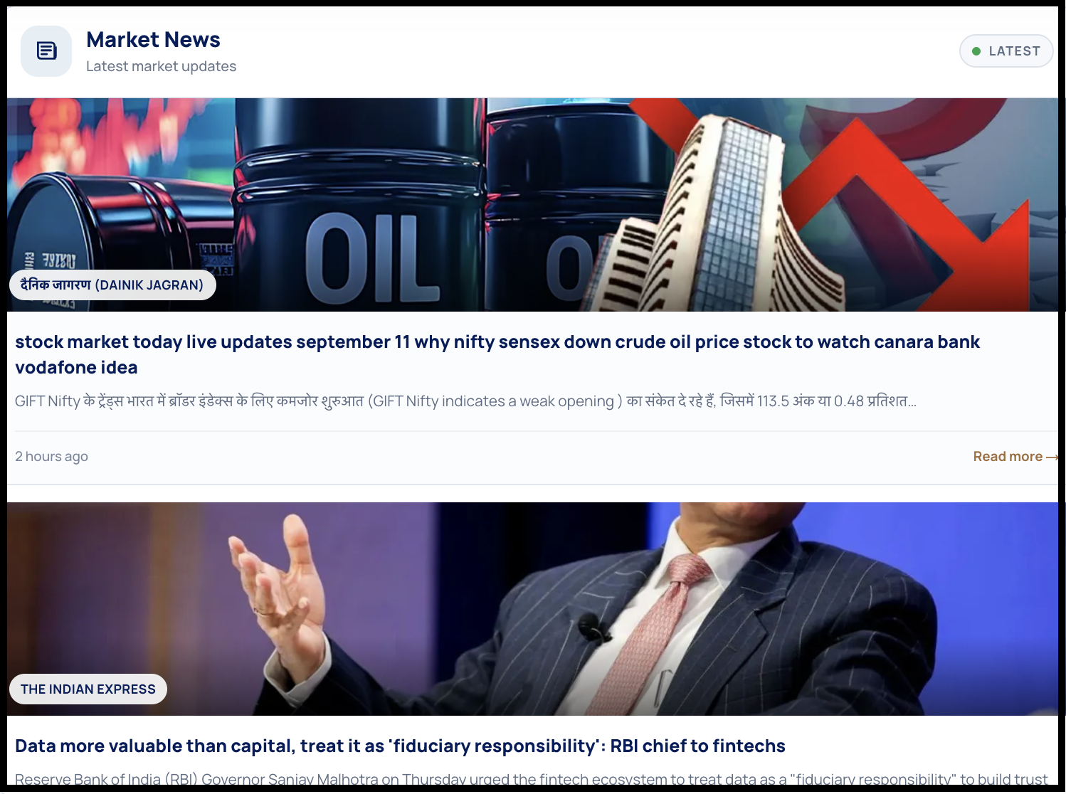 Market News section screenshot showing crude oil financial charts and editorial snippets on the Pride Trading Consultancy website