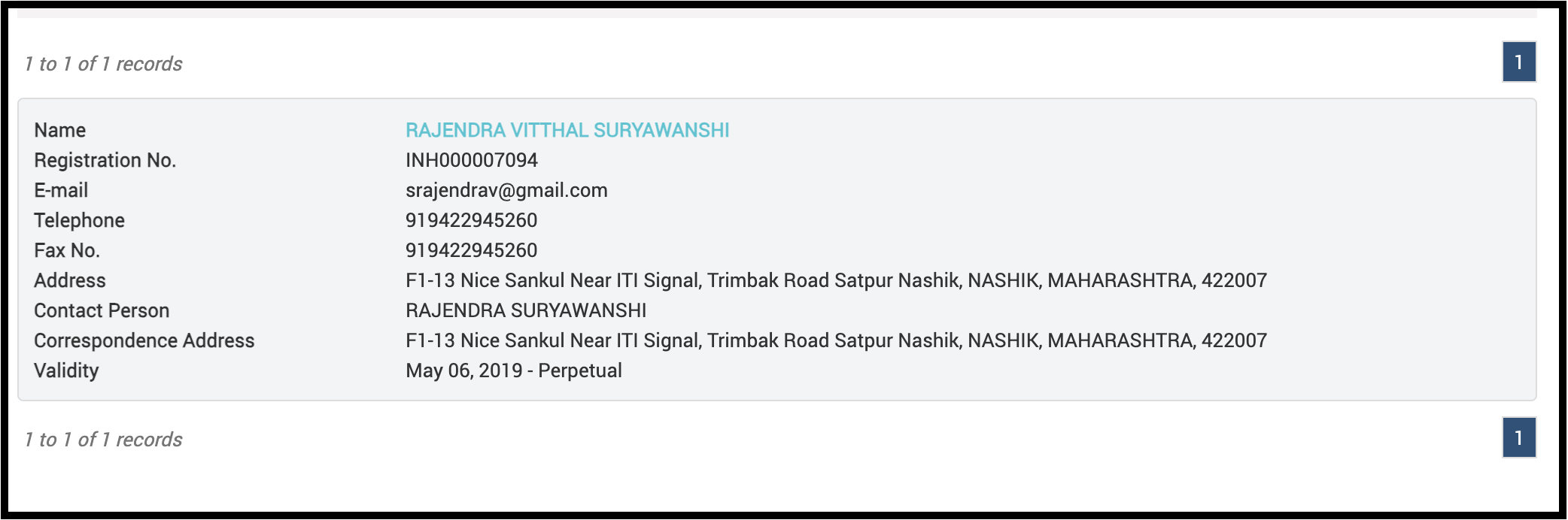 SEBI Research Analyst registration for Rajendra Vitthal Suryawanshi