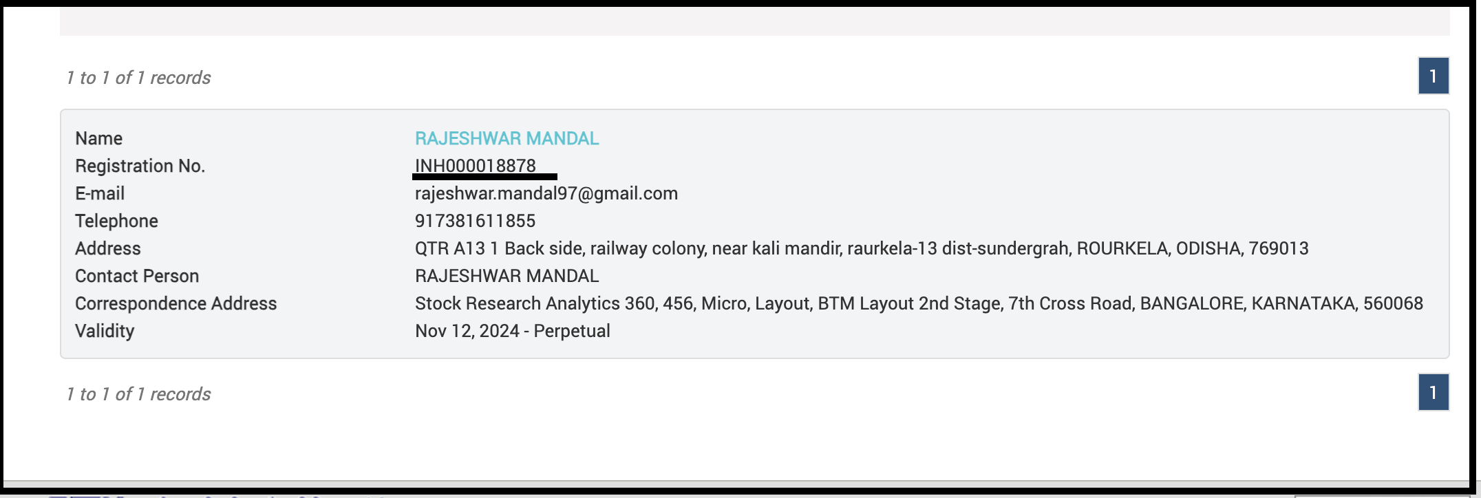 Stock Research Analytics 360 SEBI registration details