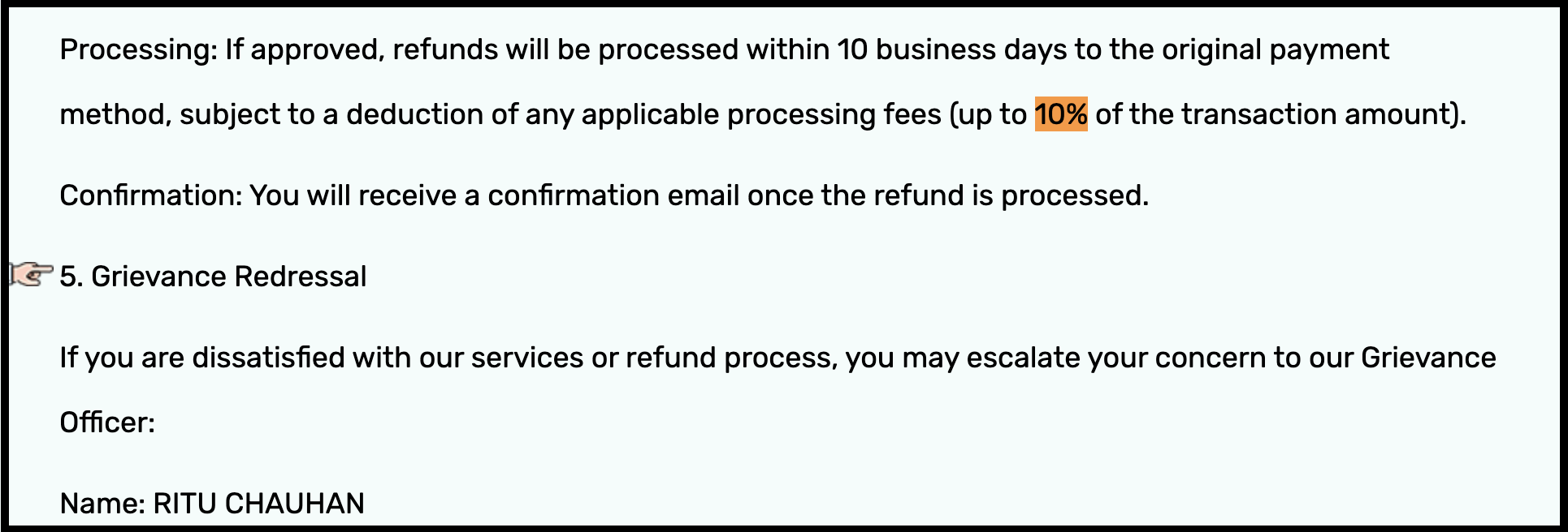 Refund policy terms from The Money Mint Research and Trading Academy