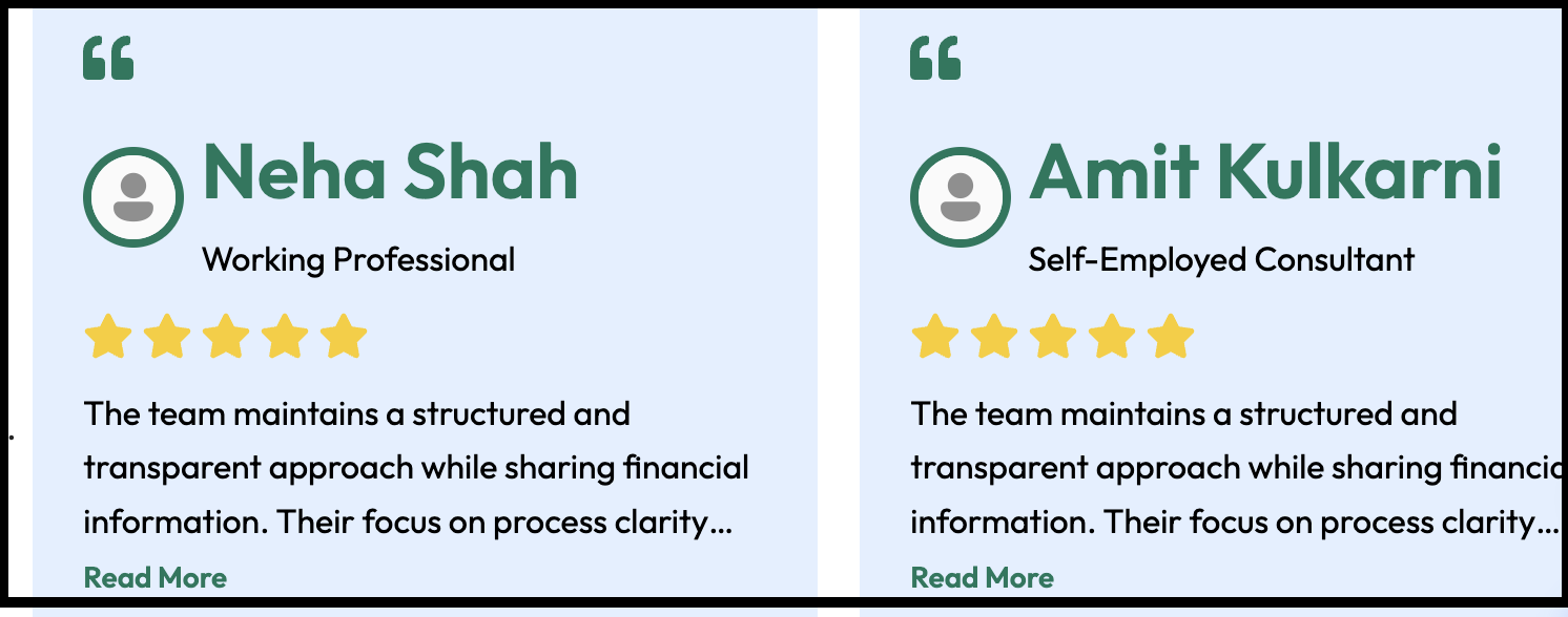 Promotional client testimonials on Ritesh Gupta's website